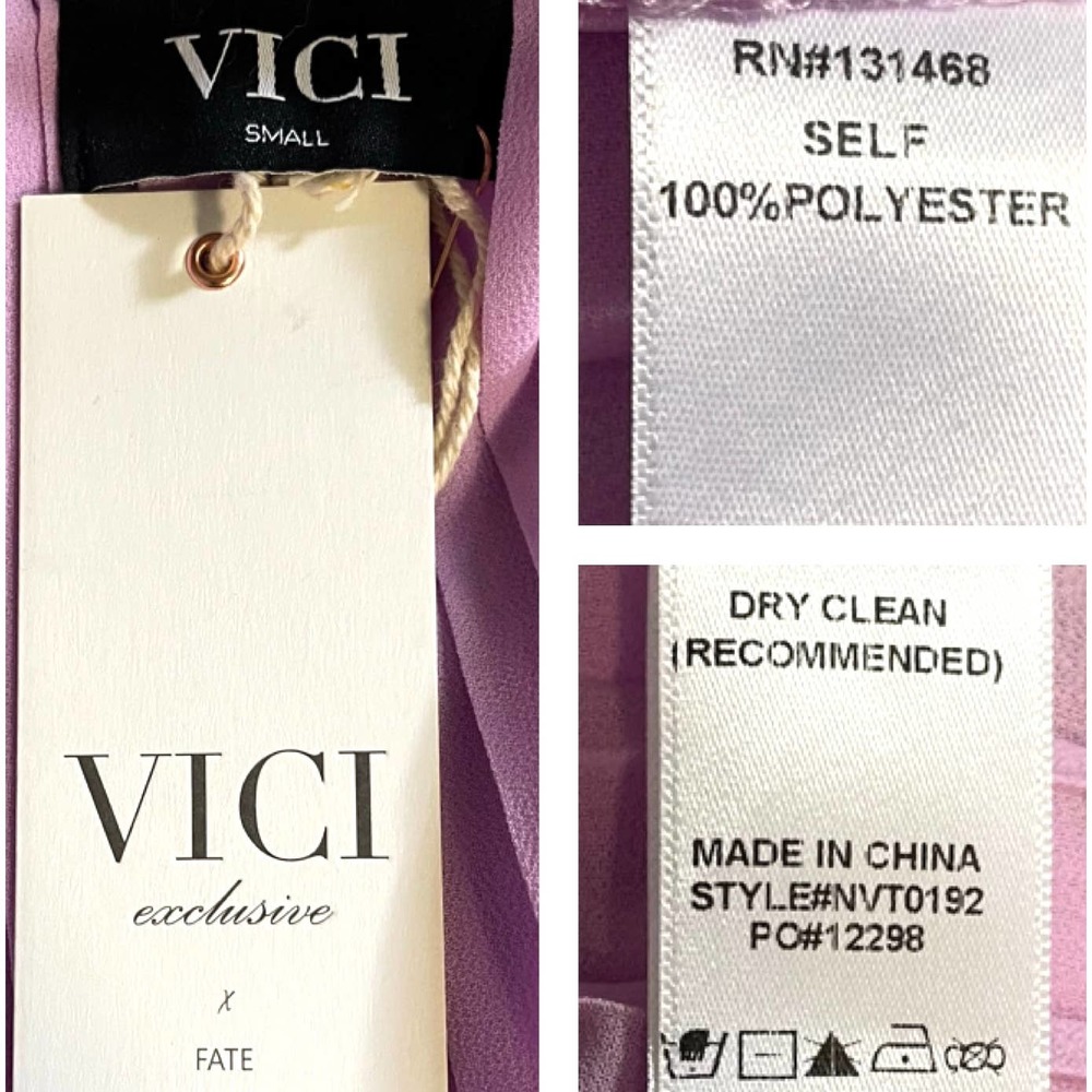 Vici Exclusive Lavender Pink Purple Pleated Oversized Blouse Top NEW Small - Picture 5 of 6
